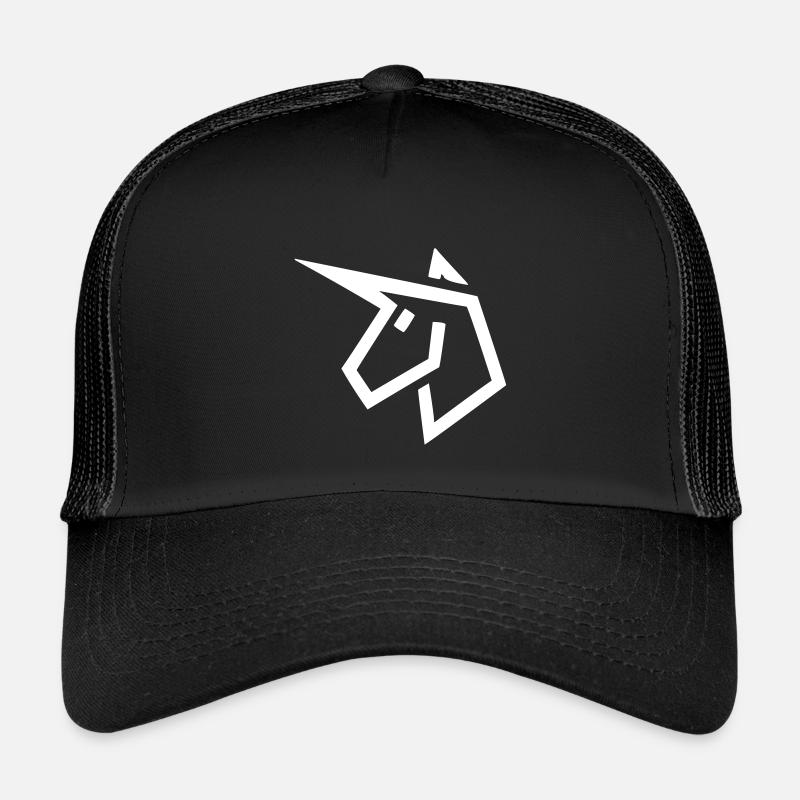 Einhorn Kopf Comic - Kinder Trucker-Cap - Schwarz/Schwarz
