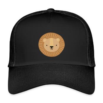Motif enfant tête de lion - Casquette trucker enfant - noir/noir - Devant