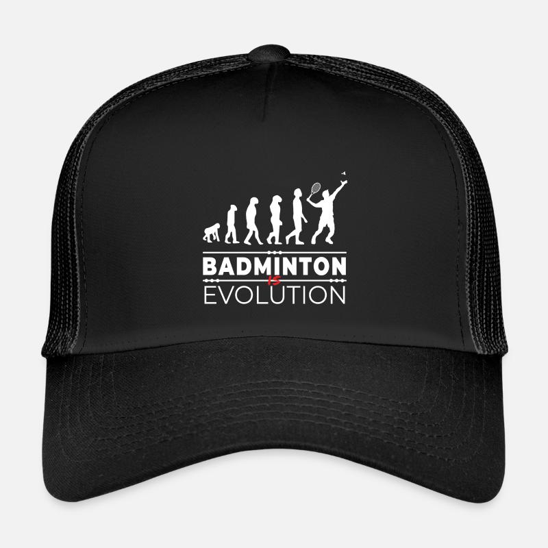 Badminton is evolution - Message Humor Parodie - Kinder Trucker-Cap - Schwarz/Schwarz