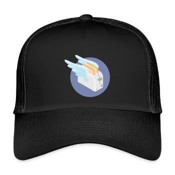 Fliegender Toaster - Kinder Trucker-Cap - Schwarz/Schwarz - Vorne