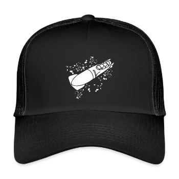 Bobfahrer Bobschlitten Viererbob - Kinder Trucker-Cap - Schwarz/Schwarz - Vorne