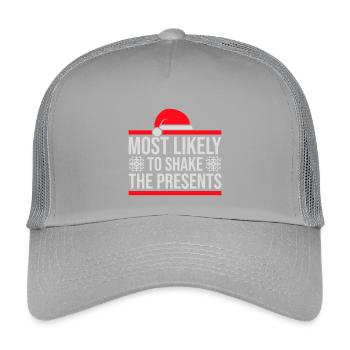 Most Likely to Shake the Presents Weihnachten Spaß - Kinder Trucker-Cap - Hellgrau - Vorne