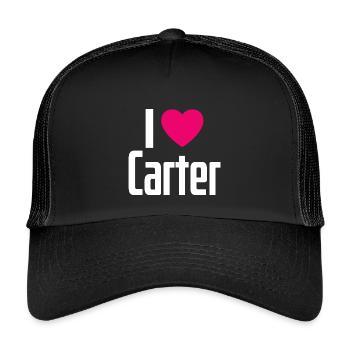 J’aime Carter Coeur rose J’aime Carter - Casquette trucker enfant - noir/noir - Devant