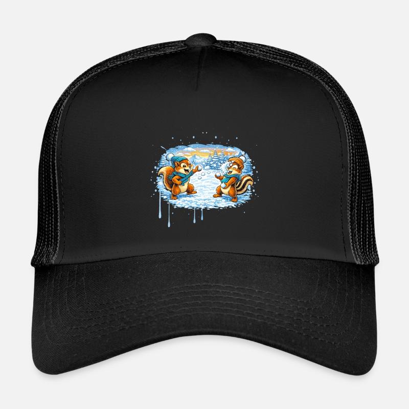 Funny snowball fight with chipmunks Kids’ Trucker Cap