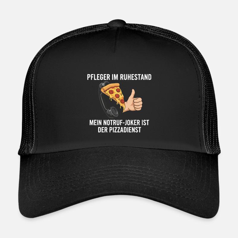 Rentner Notruf Pizzadienst - Kinder Trucker-Cap - Schwarz/Schwarz