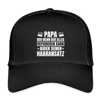 Papa Handwerker Glatze Haaransatz Lustig Spruch - Kinder Trucker-Cap - Schwarz/Schwarz - Vorne