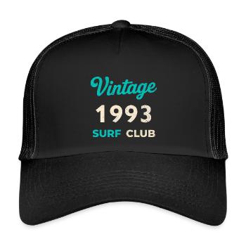 Vintage 1993 Surf Club Retro Geburtsjahr Geschenk - Kinder Trucker-Cap - Schwarz/Schwarz - Vorne