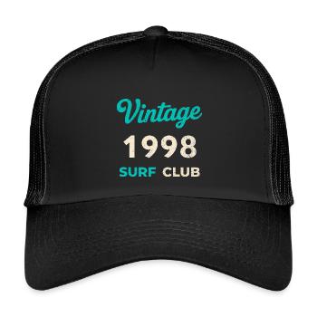 Vintage 1998 Surf Club Retro Geburtsjahr Geschenk - Kinder Trucker-Cap - Schwarz/Schwarz - Vorne