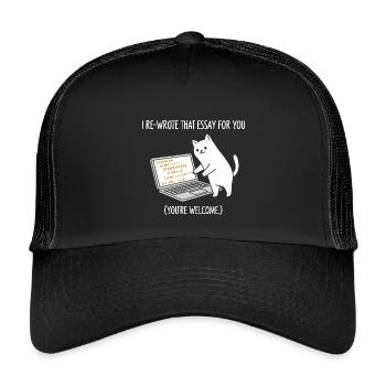 Code-Katze erklärt Aufgaben - Kinder Trucker-Cap - Schwarz/Schwarz - Vorne