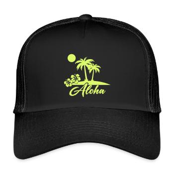 Aloha Palm Trees Island Silhouette - Kids’ Trucker Cap - black/black - Front