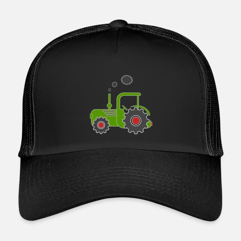 Grüner Traktor - Kinder Trucker-Cap - Schwarz/Schwarz