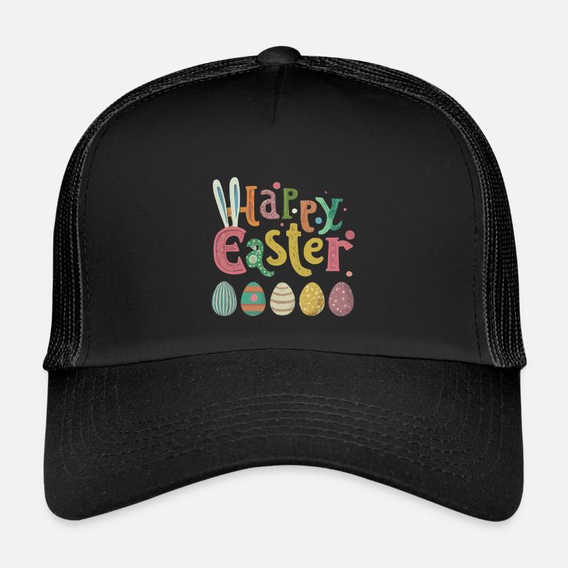 Colorful Easter egg with cheerful details - Kids’ Trucker Cap - black/black