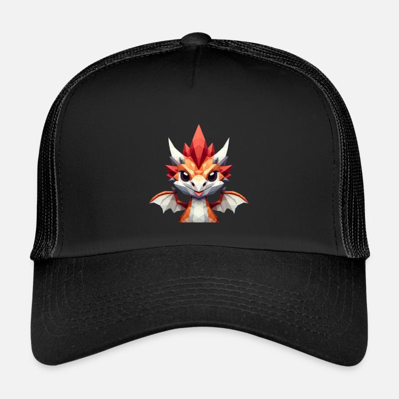 A small dragon in polygon style - Kids’ Trucker Cap - black/black