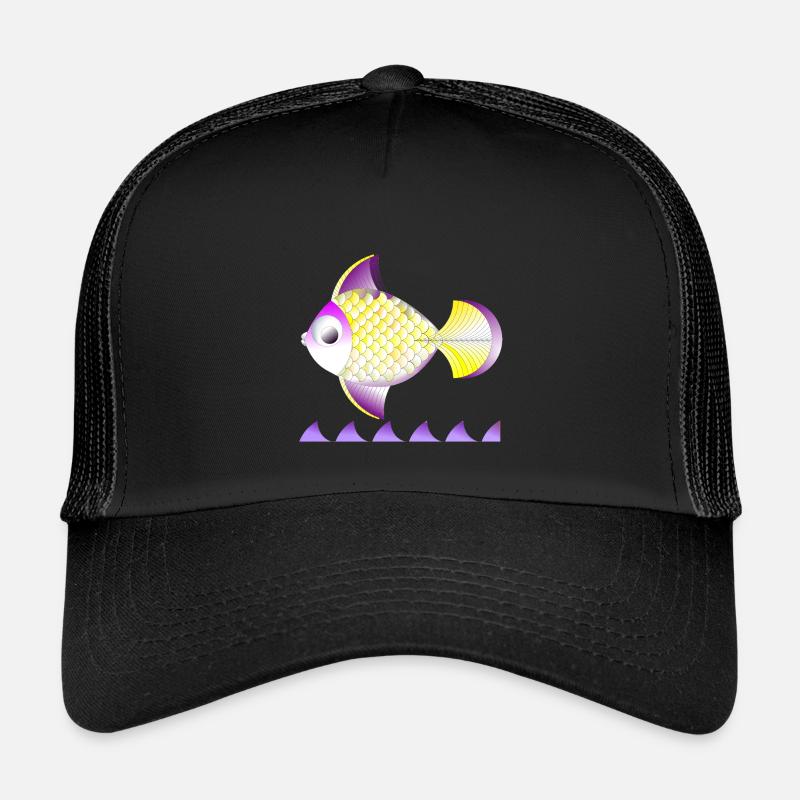 Golgener Fisch - Kinder Trucker-Cap - Schwarz/Schwarz