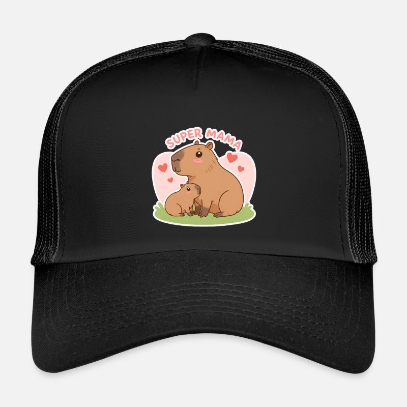 Super-Mama Capybara - Kinder Trucker-Cap - Schwarz/Schwarz