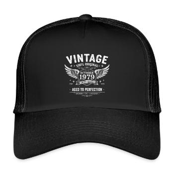Oktober 1979 | Oktober 1979 Geburtstagsgeschenk - Kinder Trucker-Cap - Schwarz/Schwarz - Vorne