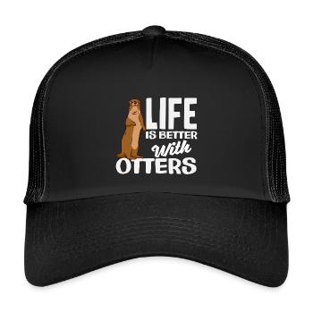 Seeotter Leben Besser - Kinder Trucker-Cap - Schwarz/Schwarz - Vorne