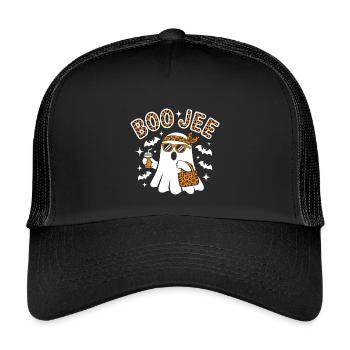 Fantôme léopard Halloween chic - Casquette trucker enfant - noir/noir - Devant