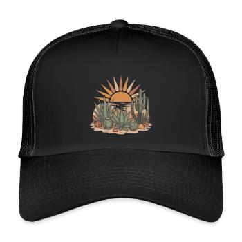 Boho Nature Cacti - Kids’ Trucker Cap - black/black - Front