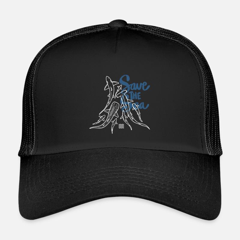 Save The Ocean Line Kunst - Kinder Trucker-Cap - Schwarz/Schwarz