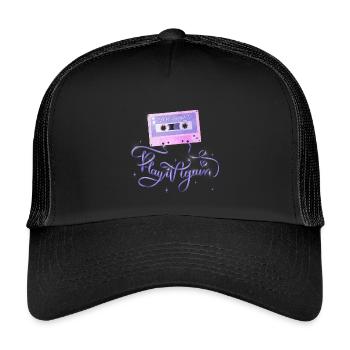 Love songs. Retro Music Cassette. - Kids’ Trucker Cap - black/black - Front