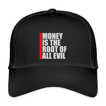L’argent racine Capitalisme maléfique Cupidité Riches financiers - Casquette trucker enfant - noir/noir - Devant