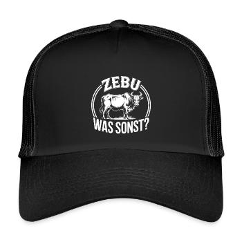 Zebu Was Sonst? Grafik - Kinder Trucker-Cap - Schwarz/Schwarz - Vorne
