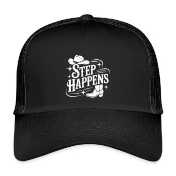 Step Happens Western Line Dance - Kids’ Trucker Cap - black/black - Front