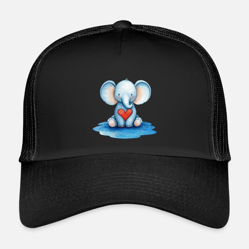 Blauer Elefant Herzfreund Kinder Trucker-Cap