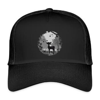 Rehkitz mit Schmetterling - Kinder Trucker-Cap - Schwarz/Schwarz - Vorne