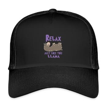Relax Lama - Kinder Trucker-Cap - Schwarz/Schwarz - Vorne