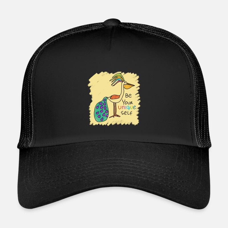 Schöner Vogel, lustig, speziell, einzigartig mit Text - Kinder Trucker-Cap - Schwarz/Schwarz
