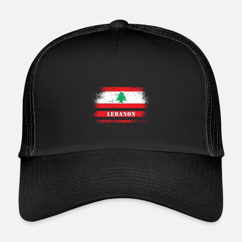 Libanon Vintage Flagge - Kinder Trucker-Cap - Schwarz/Schwarz