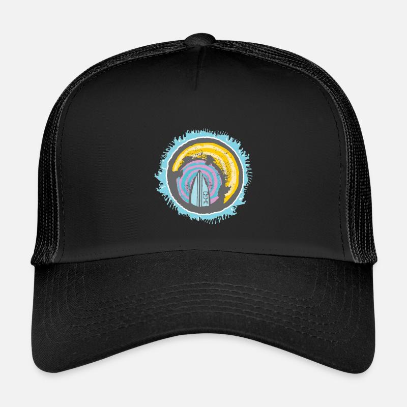 Abstract Surfer Motif on Colored Backdrop Kids’ Trucker Cap