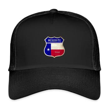 Mesquite Texas Crest Flag Design - Kids’ Trucker Cap - black/black - Front
