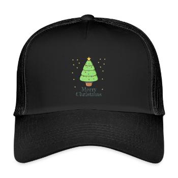 Frohe Weihnachten - Kinder Trucker-Cap - Schwarz/Schwarz - Vorne