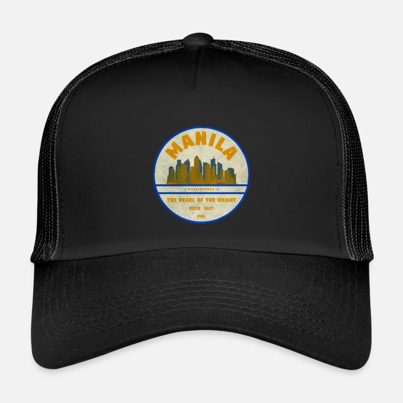 Manila Skyline – Perle des Orients - Kinder Trucker-Cap - Schwarz/Schwarz