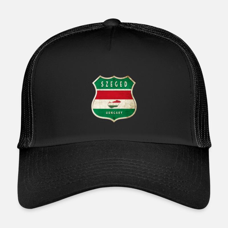 Szeged Ungarn Wappen Flaggen Design - Kinder Trucker-Cap - Schwarz/Schwarz