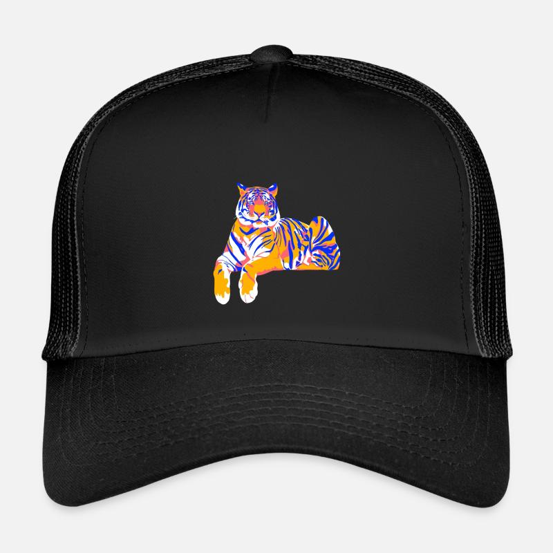 Länglicher Farbtiger - Kinder Trucker-Cap - Schwarz/Schwarz