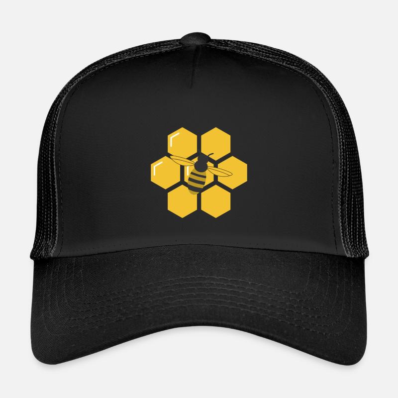 Biene und Waben - Kinder Trucker-Cap - Schwarz/Schwarz