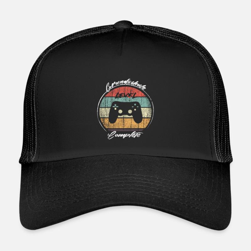 Grundschule Level Complete Gamer - Kinder Trucker-Cap - Schwarz/Schwarz