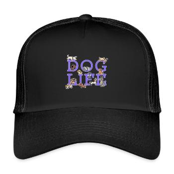 Dog Favorite Animal Puppy Pets Stuffed Toy - Kids’ Trucker Cap - black/black - Front