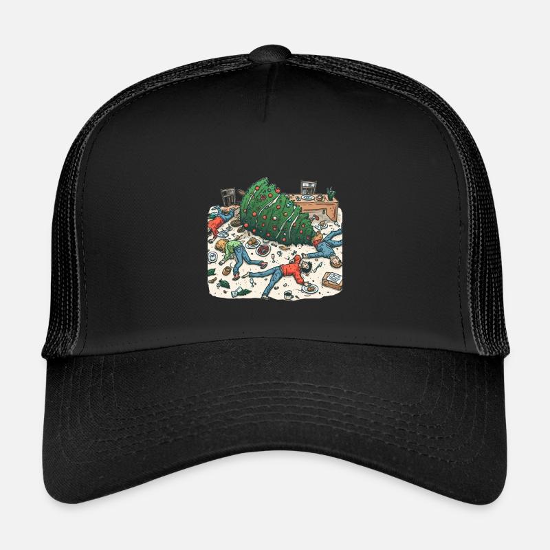 Exuberant Christmas tree party - Kids’ Trucker Cap - black/black