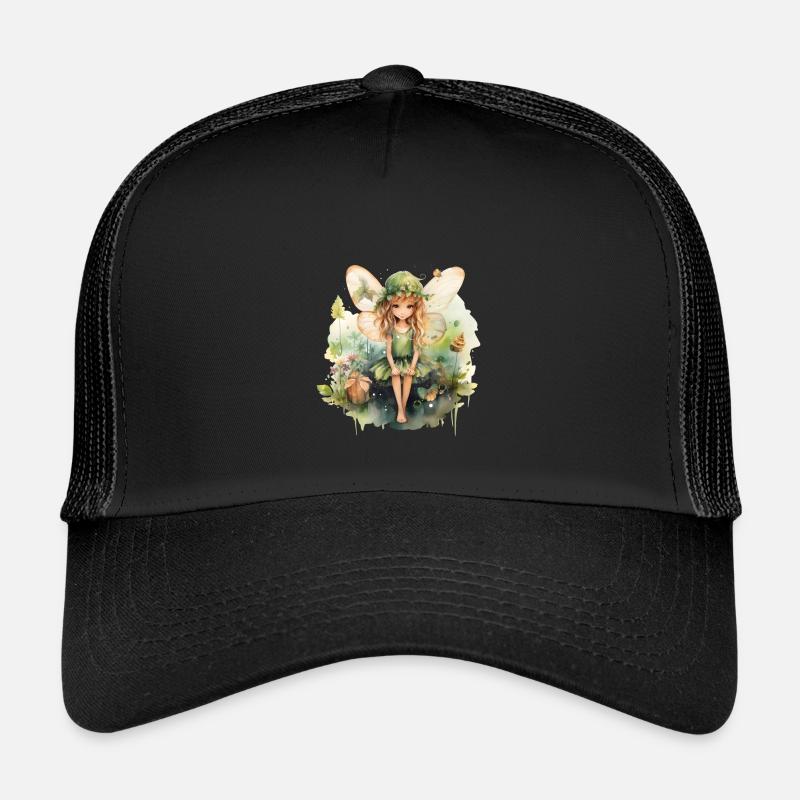 Kleine Aquarellfee - Kinder Trucker-Cap - Schwarz/Schwarz