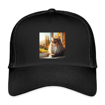 Maine Coon - Der König der Katzen - Kinder Trucker-Cap - Schwarz/Schwarz - Vorne