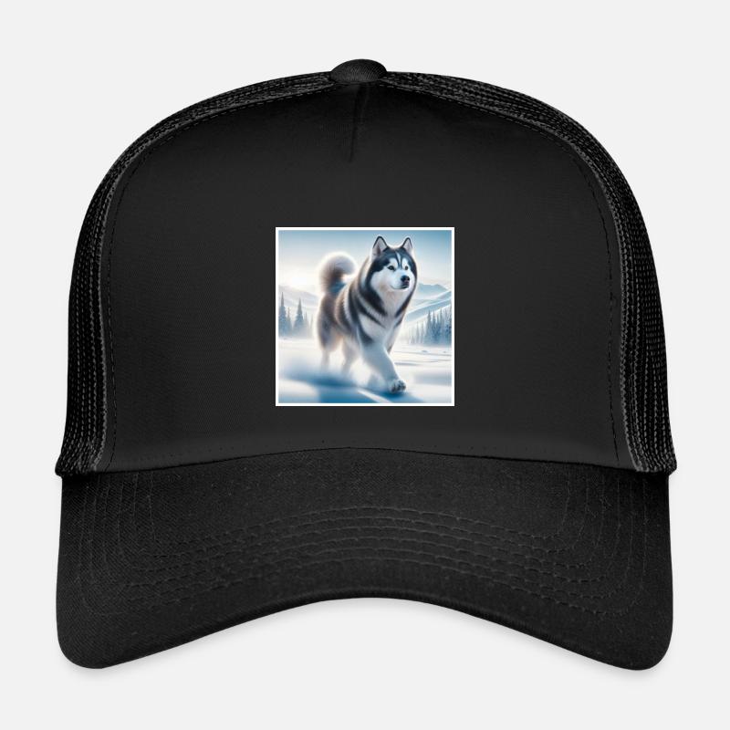 Schlittenhund - Kinder Trucker-Cap - Schwarz/Schwarz