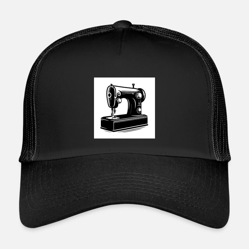 Vintage Sewing Machine Silhouette - Kids’ Trucker Cap - black/black