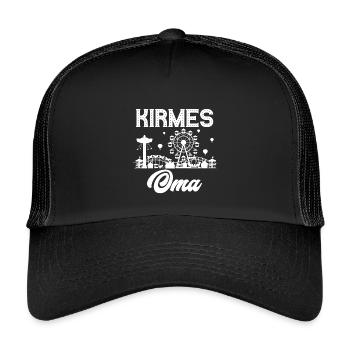 Kirmes Oma Jahrmarkt Rummel Volksfest - Kinder Trucker-Cap - Schwarz/Schwarz - Vorne