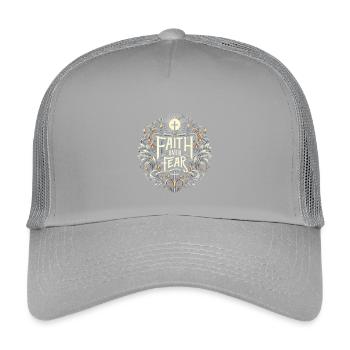 Faith Over Fear Ornament - Kids’ Trucker Cap - light grey - Front