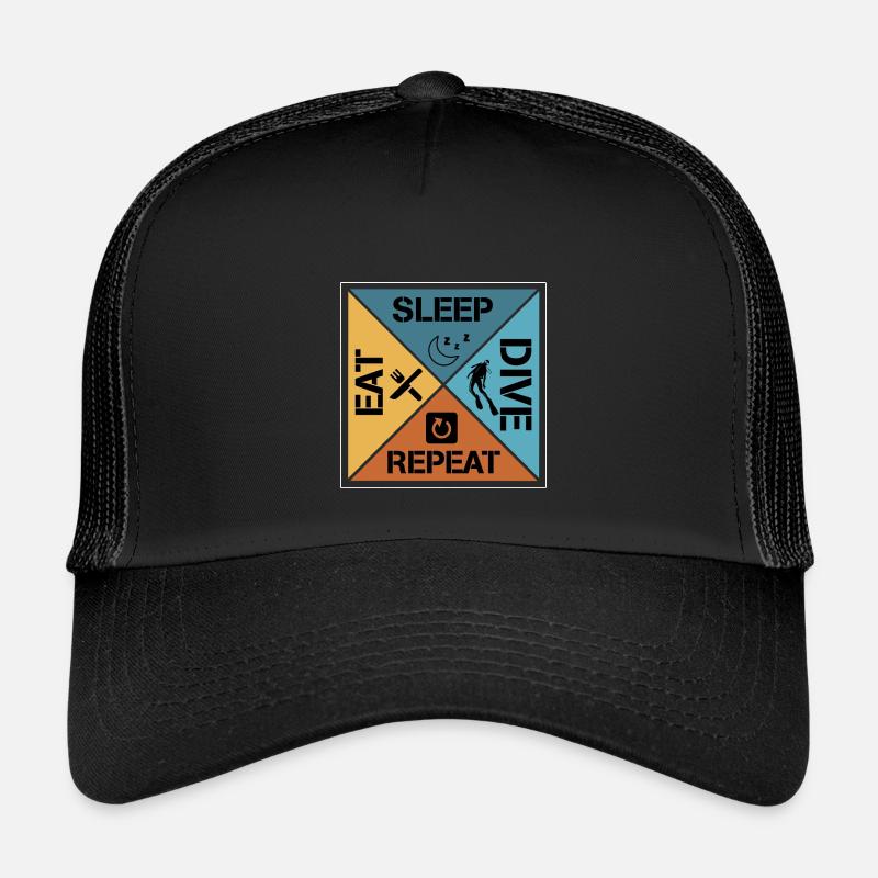 Eat sleep dive repeat - Kinder Trucker-Cap - Schwarz/Schwarz